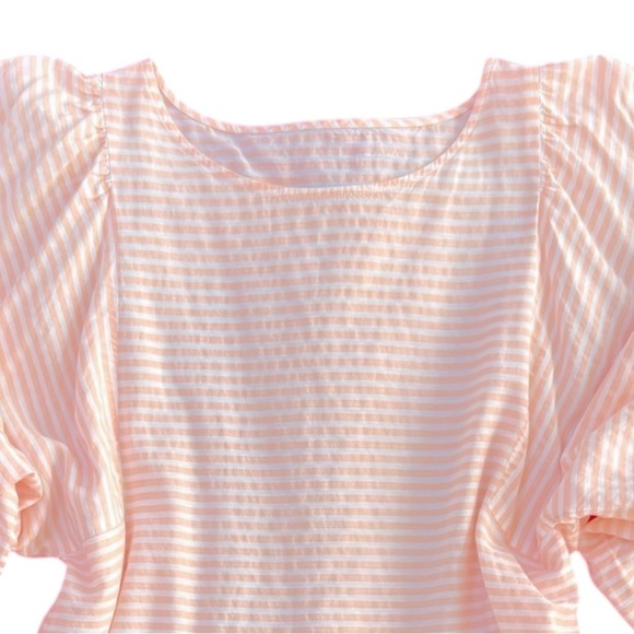 SAMPLE EUC Puff Sleeve Blouse in Apricot Seersucker Size M - Picture 5 of 10